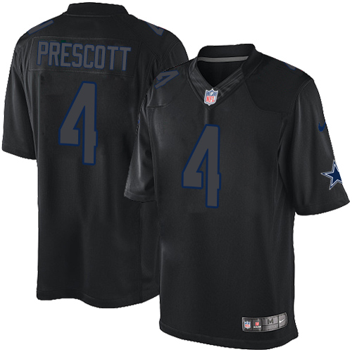 Men's Elite Dak Prescott Nike Jersey Black - #4 Impact NFL Dallas Cowboys